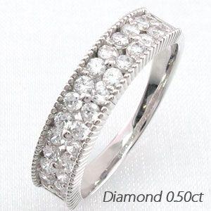 パヴェリング 指輪 レディース ダイヤモンド フラワー アンティーク ミル 透かし プラチナ 900...