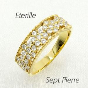 ダイヤモンド リング 指輪 ゴールド 18k ダイヤ フラワー 花 アンティーク ミル｜eterille