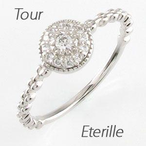 ダイヤモンド リング 指輪 アンティーク ミル サークル ラウンド プラチナ 900｜eterille