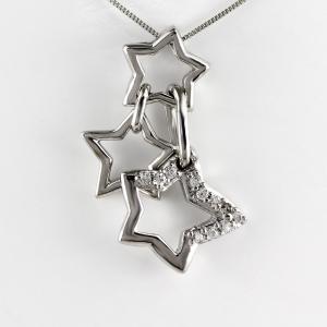 ダイヤモンド ネックレス レディース k18 18k 18金 ゴールド スター 星 ブラ 揺れる トリプル 3連 ペンダント 誕生日 プレゼント ボーナスセール 爆買