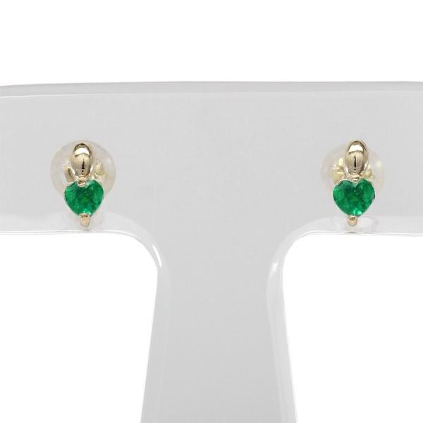 エメラルド ピアス 誕生石 ハート ピアス カラーストーン スタッド ピアス 18金 誕生日 プレゼ...