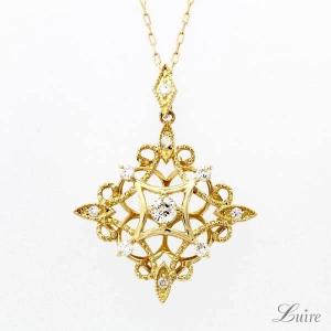 ネックレス レディース 18金 アンティーク ミル ダイヤモンド ペンダント ネックレス 誕生日 プレゼント ギフト ボーナスセール 爆買
