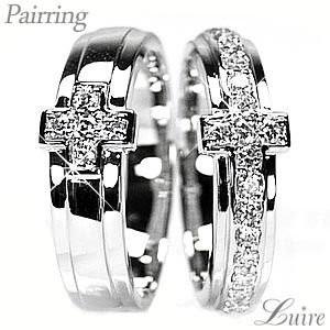 リング クロス マリッジ ペアリング ダイヤ 天然ダイヤモンド Pt900プラチナ 結婚指輪