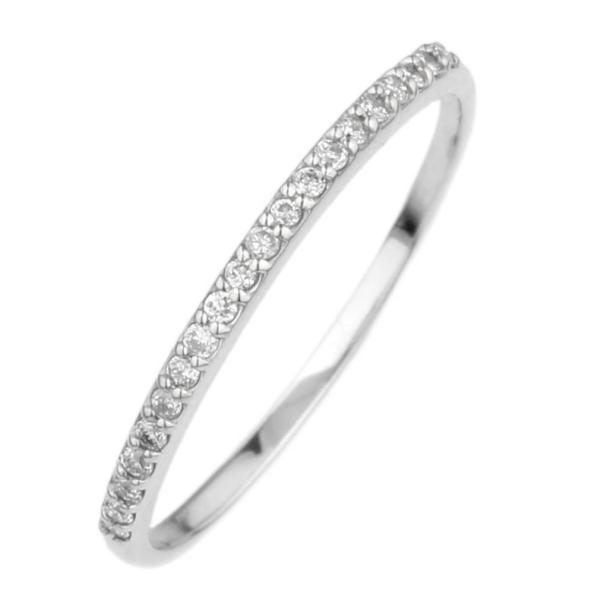 リング エタニティ 華奢 ダイヤ 0.1ct ミディ ファランジ 重ね付け k18ホワイトゴールド ...