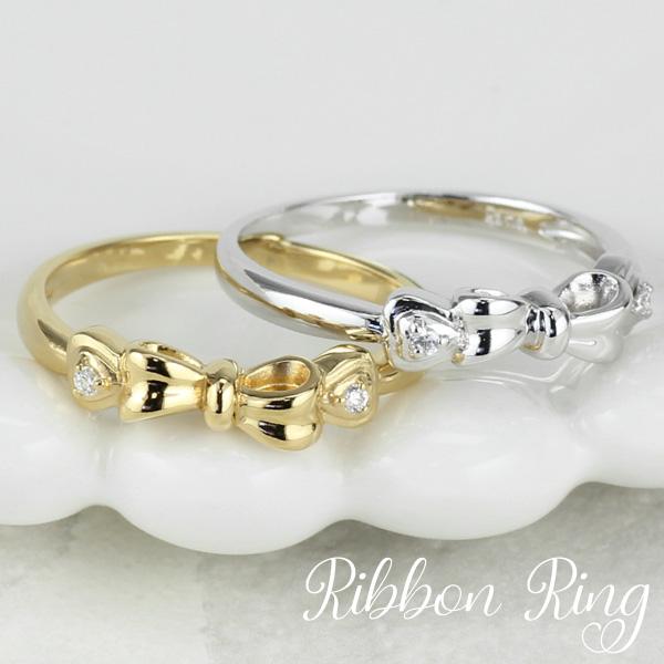 リボン リング 指輪 ダイヤモンド k10 10k 10金 シンプル ブラックフライデー