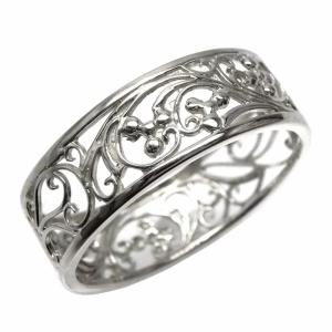 指輪 レディース PT900 幅広 地金リング 透かし模様 アンティーク調 プラチナ900 結婚指輪 プレゼント