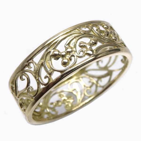 リング 指輪 18金 地金 透かし模様 アンティーク調 k18ゴールド k18WG k18YG k1...