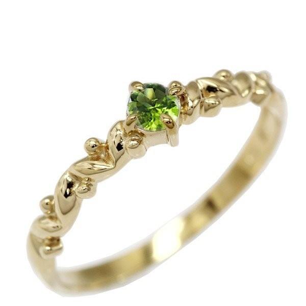 リング 指輪 レディース ペリドット 一粒石 アンティーク風 誕生石 カラーストーン 記念日 k10...