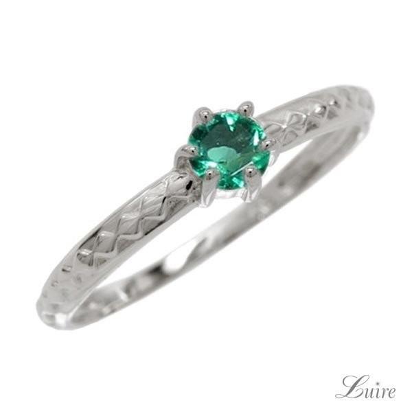 リング 指輪 レディース エメラルド 一粒石 アンティーク風 誕生石 カラーストーン 記念日 プラチ...