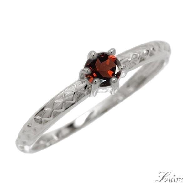 リング 指輪 レディース ガーネット 一粒石 アンティーク風 誕生石 カラーストーン 記念日 プラチ...