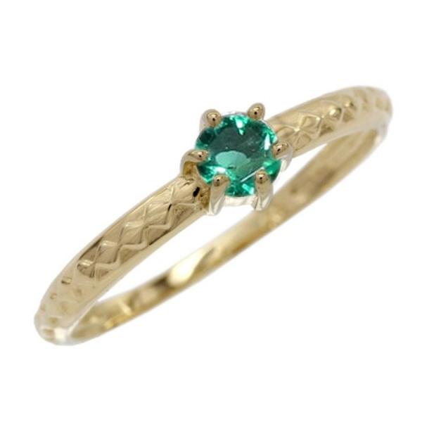 リング 指輪 レディース エメラルド 一粒石 アンティーク風 誕生石 カラーストーン 記念日 k18...