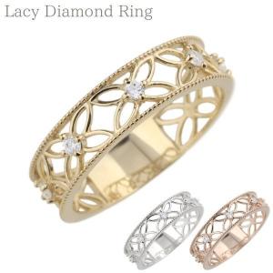 K18 透かし アンティークデザイン ダイアモンド リング 18金 18k