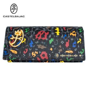 CASTELBAJAC カステルバジャック 029614 メンズ レディース ユニセックス 長財布 かぶせ 牛革 レオパード モノグラム レザー 黒 白 送料無料｜eterna