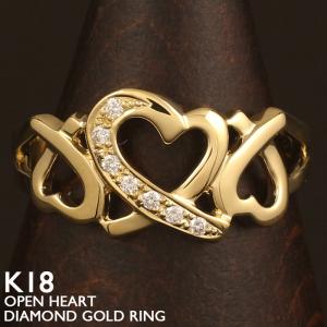 K18 リング ダイヤモンド ハート 指輪 レディース ピンクゴールド 華奢