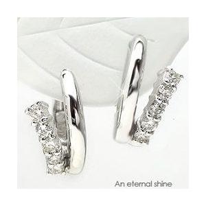 ダイヤモンド ピアス k18ゴールド 0.3ct 一粒 中折れ フープ 18金 