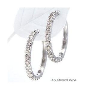 k18 ダイヤモンド フープ ピアス ダイヤ 1ct エタニティピアス 18金 