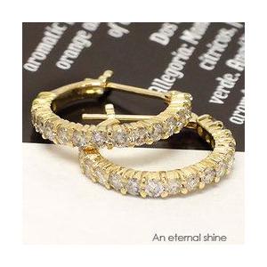 ダイヤモンド 1ct ピアス フープピアス エタニティ k18ゴールド
