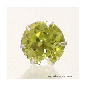 一粒ピアス 片耳ピアス ペリドット 5mm 8月誕生石 k18ゴールド 