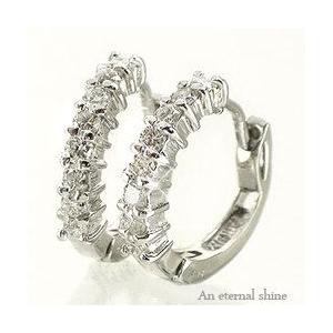 ダイヤモンド ピアス フープ プラチナ 900 中折れ 揺れる 一粒ダイヤ