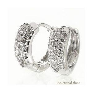 18金 パヴェ ダイヤ フープピアス 0.4ct 中折れピアス ダイヤモンド 