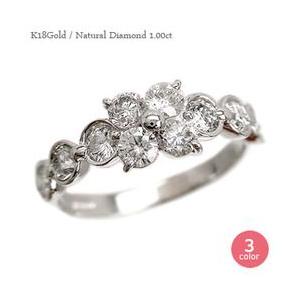 指輪 ダイヤモンド リング k18ゴールド 18金 テンダイヤモンド 1ct フラワー レディース ジュエリー アクセサリー