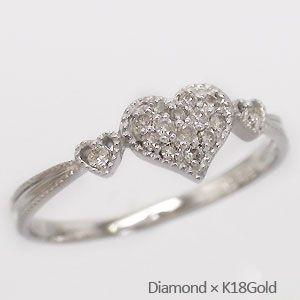 極細繊維クロス パヴェ ハート ダイヤモンド リング ダイヤ 0.1ct ミル