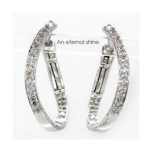 ダイヤモンド k18ホワイトゴールド 中折れ式 ピアス フープピアス