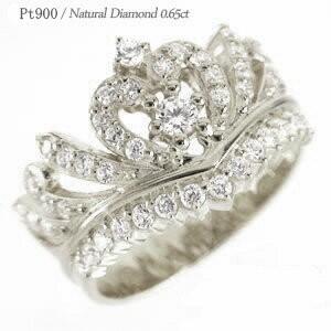 指輪 ティアラ ダイヤモンド リング 0.65ct 王冠 プラチナ900 pt900 