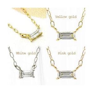一粒ダイヤモンド ネックレス ダイヤ 0.06ct バケットカット 18金 k18 