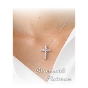 クロス ダイヤモンド ネックレス 1ct プラ...の詳細画像5
