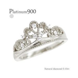 指輪 プラチナ900 pt900 ダイヤモンド リング ティアラ 0.1ct 王冠 ring レディース ジュエリー アクセサリー｜eternally