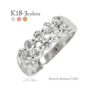 指輪 k18ゴールド ダイヤモンド リング 1ct ハーフエタニティリング 18金 テンダイヤモンド レディース アクセサリー
