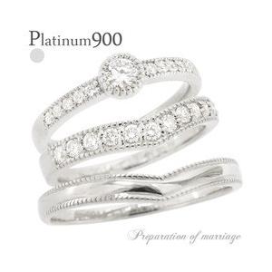 指輪 結婚ペアリング 2本セット ダイヤモンド リング プラチナ900 pt900 V字 マリッジリ...