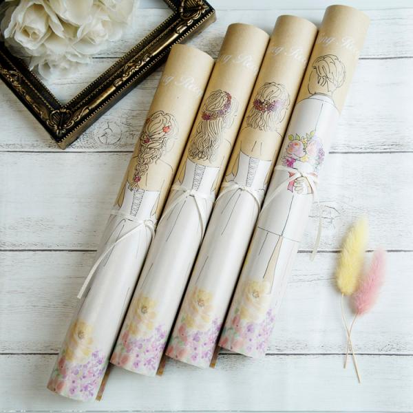 結婚式 席次表  (手作りセット)マリエ・ローズ　くるくる巻き物 選べる髪型3種類 サテンリボン付き