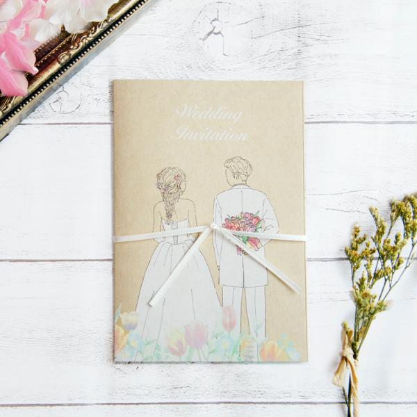 招待状 (手作りセット)マリエ・チューリップ　サテンリボン付き　選べる髪型3種類 結婚式