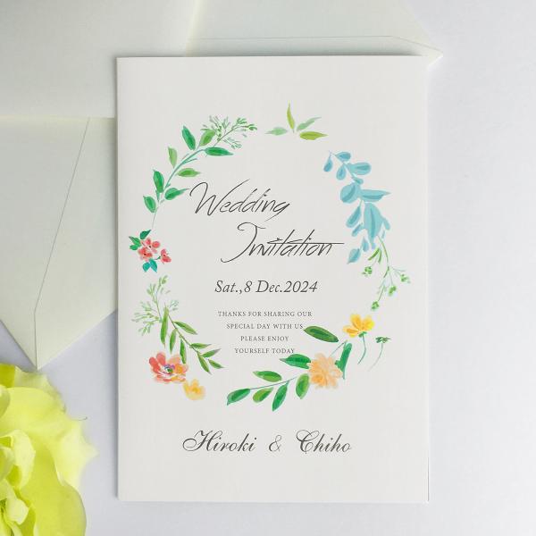 セミオーダー 結婚式 招待状 台紙 名入れ・挙式日記入 タイトル文字を4種類の書体から好きなものを選...