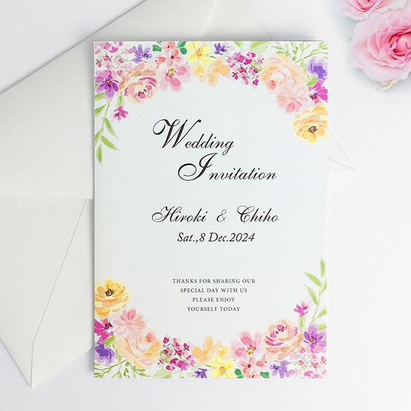 セミオーダー 結婚式 招待状 台紙 名入れ・挙式日記入 タイトル文字を4種類の書体から好きなものを選...