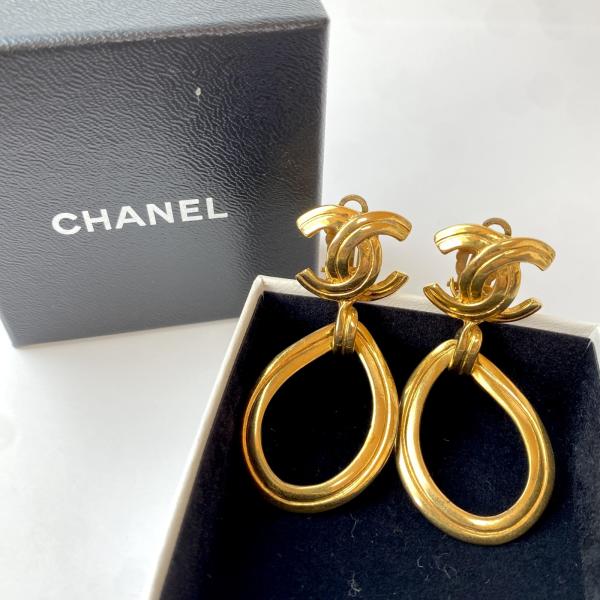 シャネル CHANEL レディース ココマーク イヤリング ビンテージ vintage フープ ゴー...