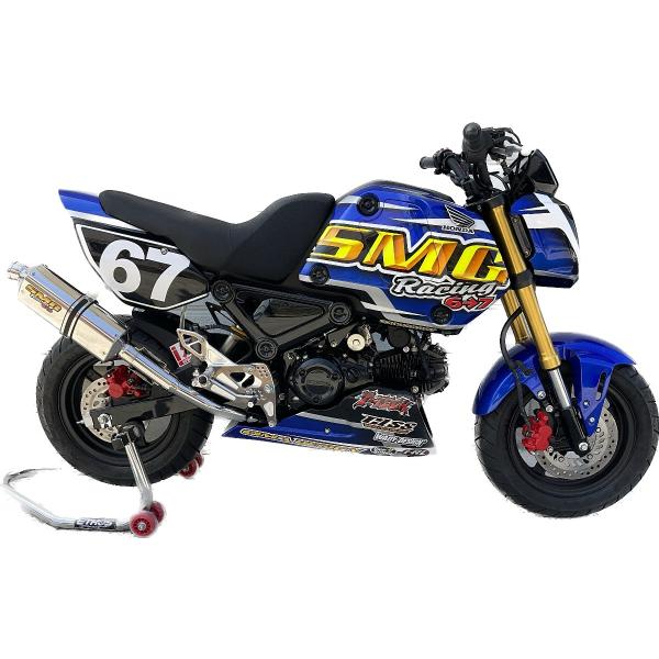 SMGレーシング　O2センサーボス付　スリップオンレーシングマフラー タイプ2　GROM JC92（...