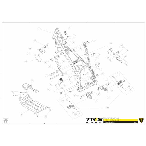 01011TR101 フットレストブラケット、左側 ホワイト　TRRS ONE-RR