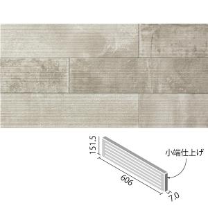 ラフセメント 606×151角(リブ面)片面小端仕上げ(短辺)(バラ) ECP-6151T/RGC1A(R) グレー エコカラットプラス　/ LIXIL INAX タイル