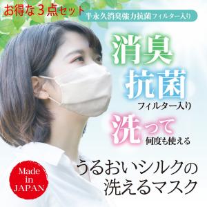 マスク 洗える 日本製 お得な3点セット アクアレーン 絹マスク シルクマスク おやすみマスク 五重構造 フィルター ノーズワイヤー入り 繰り返し使える｜etizenya