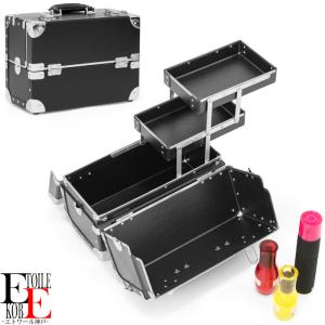 メイクボックス 小型 大容量 ショルダー プロ用 プロ 化粧箱 コスメボックス 韓国 黒｜etoilekobe