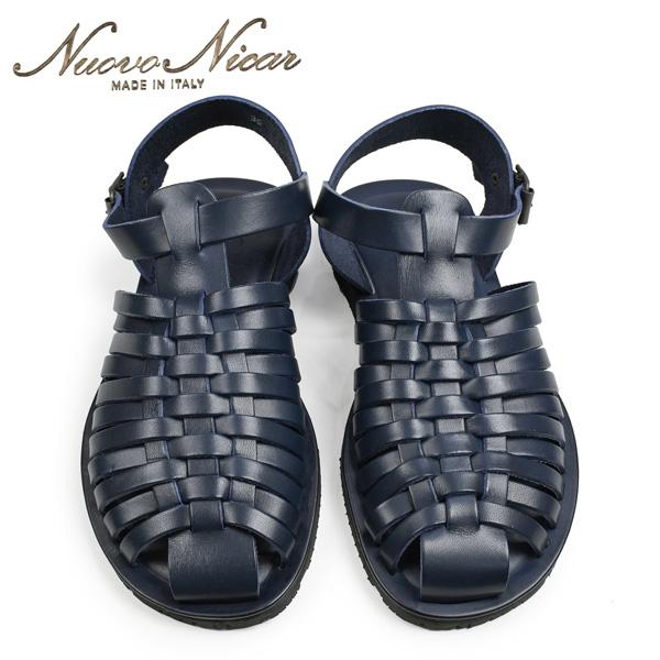 ヌオヴォニカール メンズ Nuovo Nicar グルカサンダル ブルー 編み込みメッシュ イタリア...
