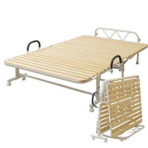 山善 すのこベッド 折りたたみベッド 床板は丈夫で美しい天然木パイン材採用 セミダブル 高床(ベッド下30?) そのまま布団が干せる ベッド｜etotvil2