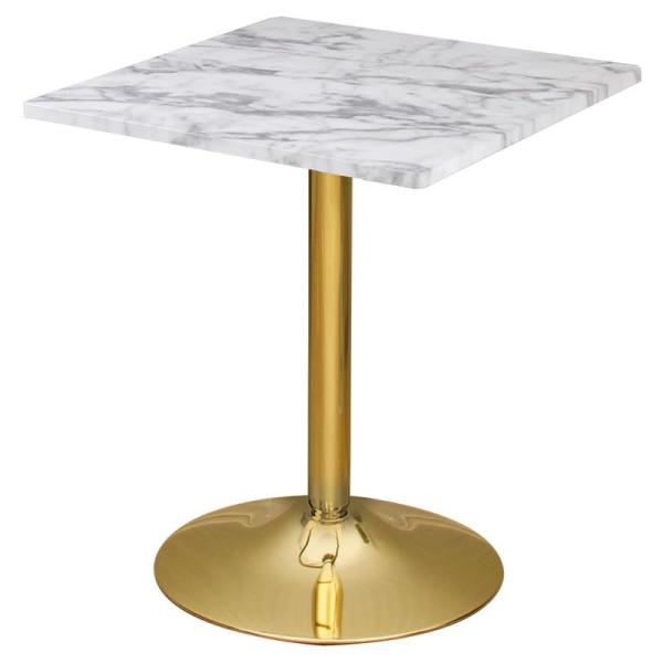 カフェテーブル 600×600×H710 スチール脚 ゴールド脚 テーブル(ホワイトマーブル) テー...