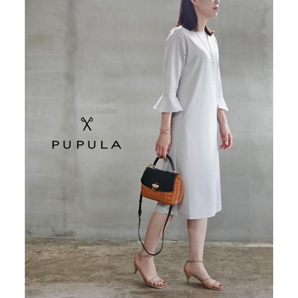 ププラ サラツイルトリコット 袖フレアワンピース PUPULA レディース 国内正規品 爆買