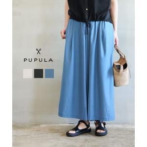 ププラ コットンレーヨンツイル タック ワイドパンツ スカーチョ PUPULA 2026春夏新作 レディース 国内正規品 爆買