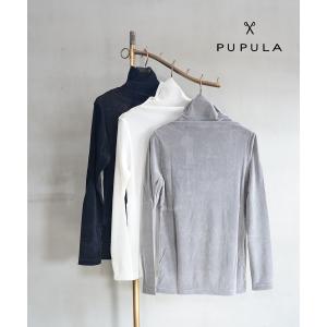 PUPULA（ププラ） チュールフロッキー 5分袖 タートルネック プル