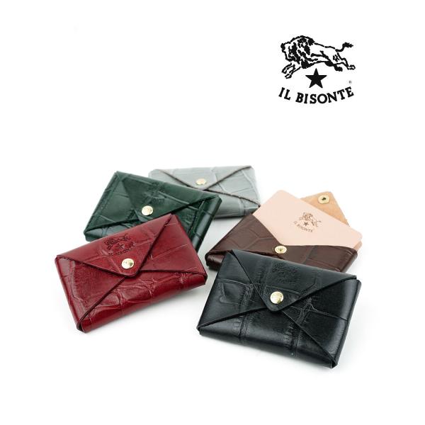 イルビゾンテ クロコ型押しレザー カードケース IL BISONTE レディース メンズ 国内正規品...